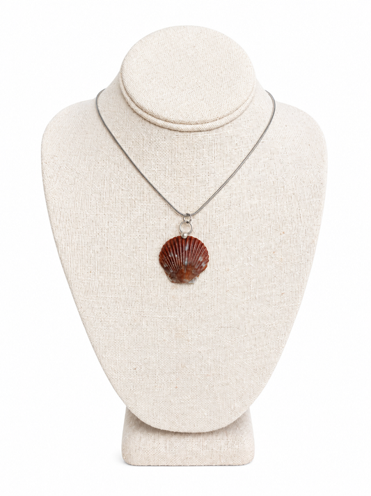 Speckled Scallop Shell Necklace
