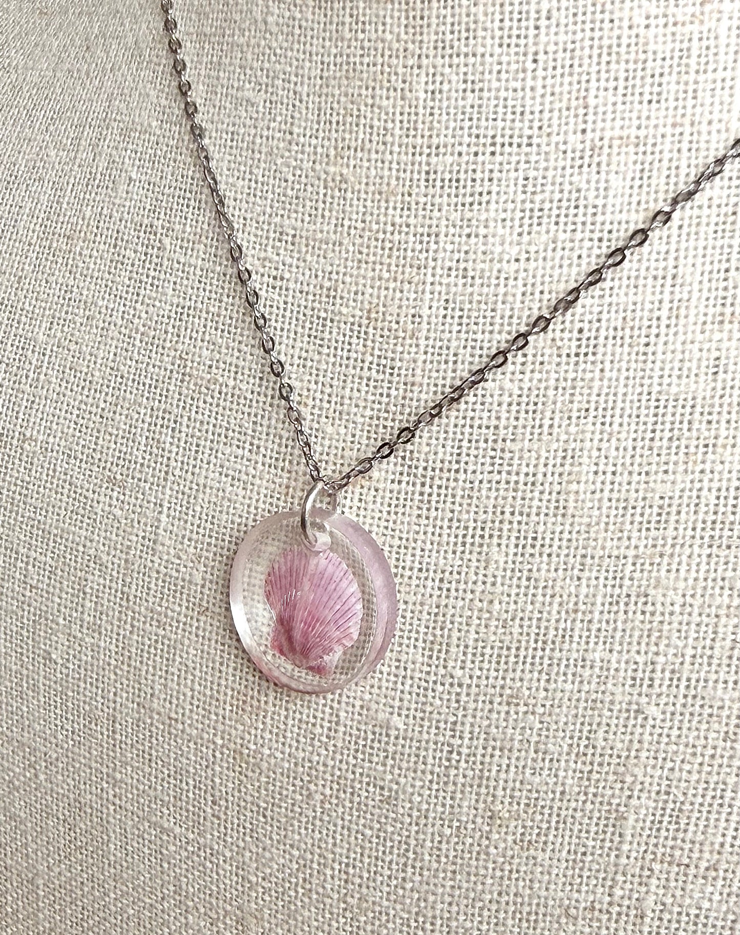 Pink Scallop Resin Necklace