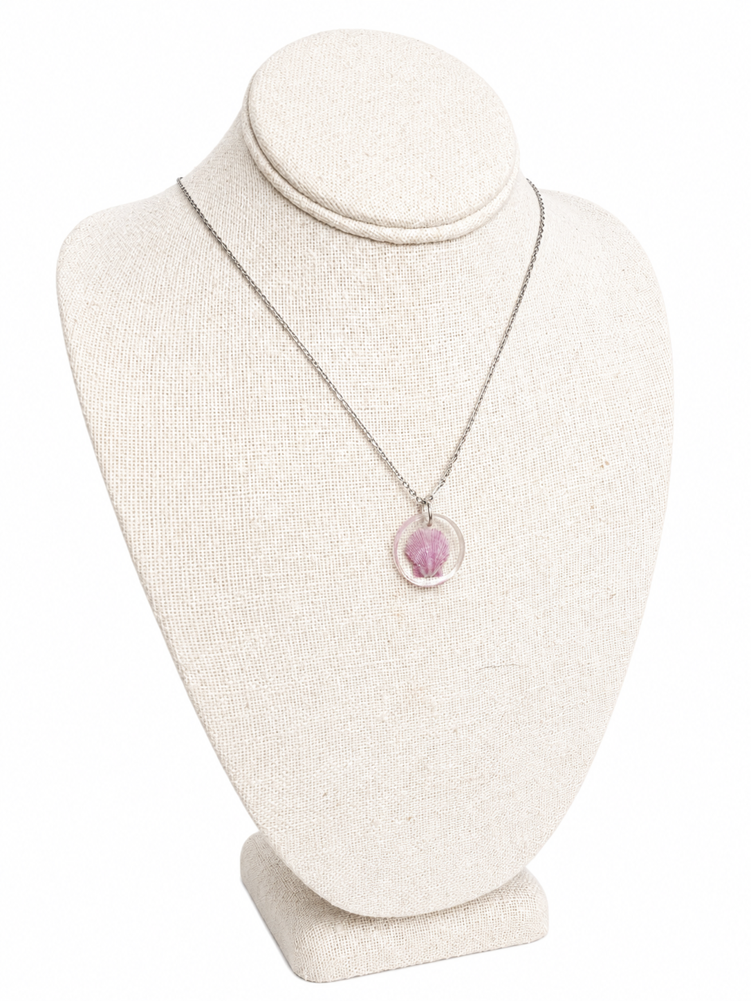 Pink Scallop Resin Necklace