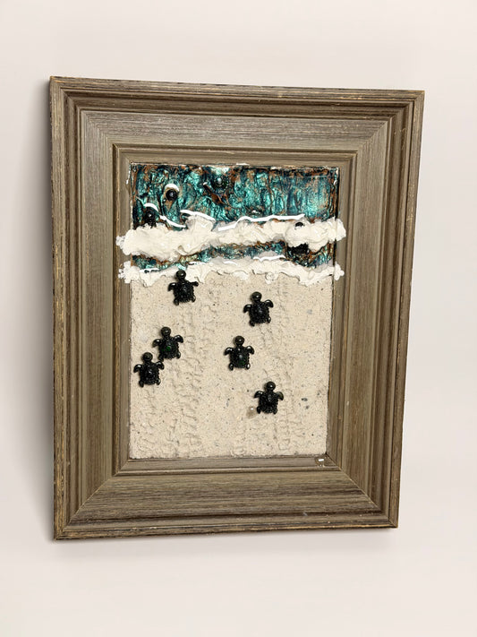 Hatchling Turtle Mixed Media Piece
