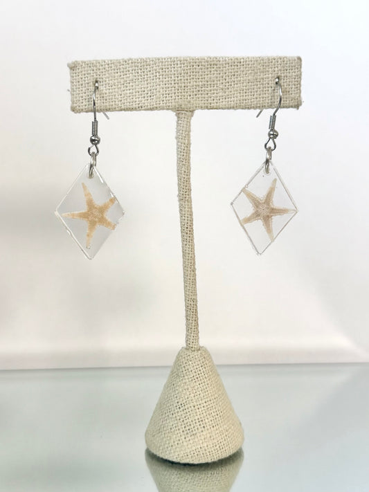 Diamond Resin Starfish Earrings