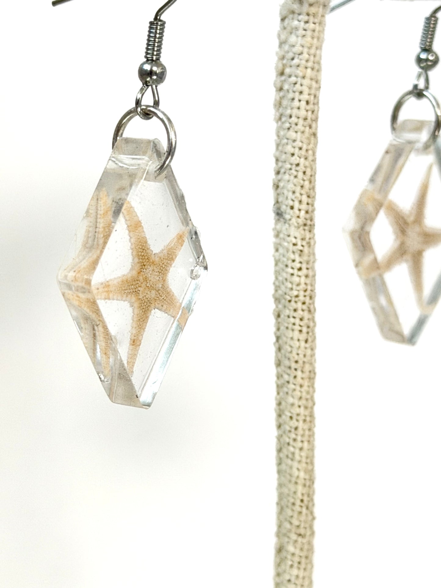 Diamond Resin Starfish Earrings