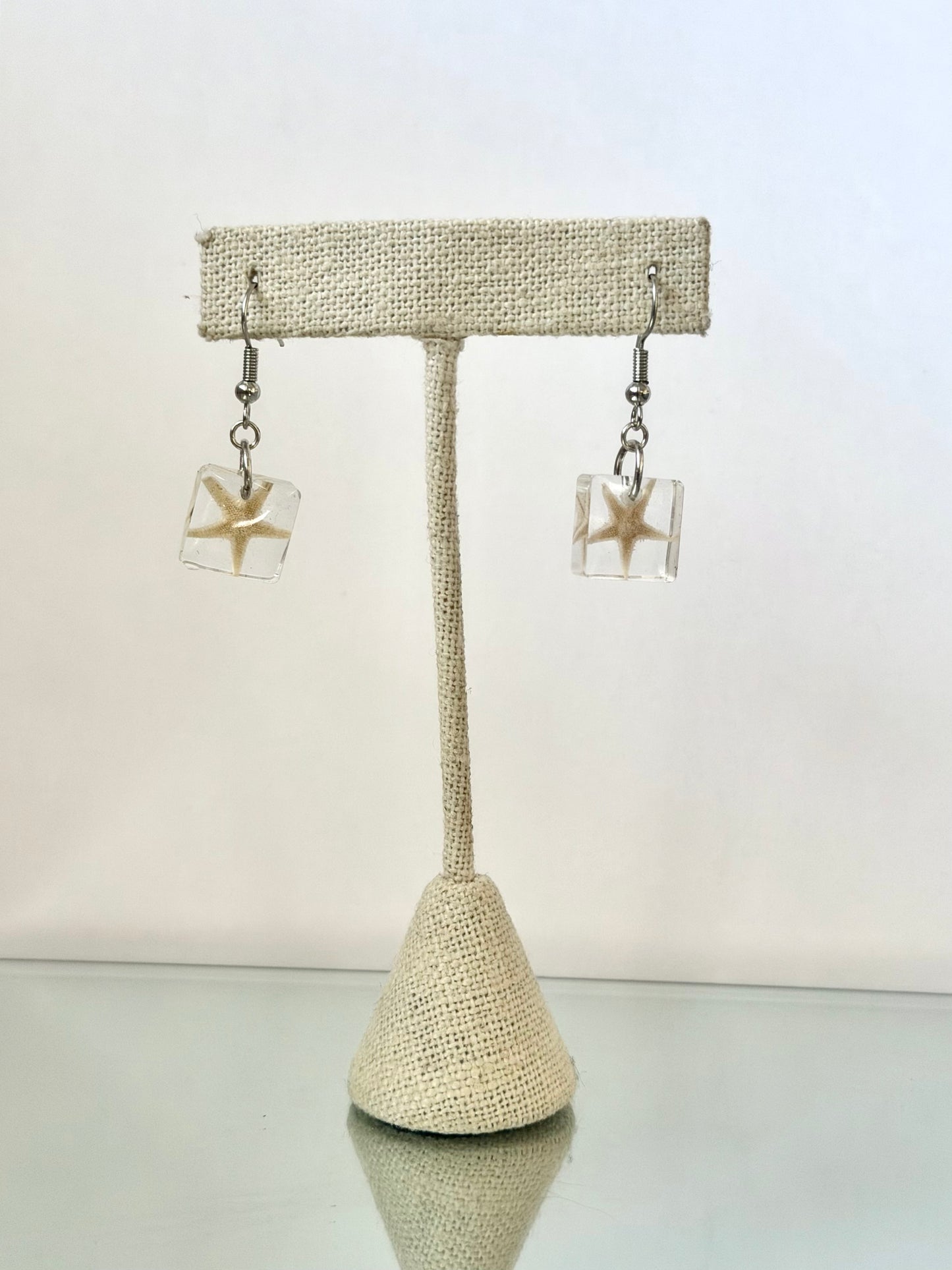 Square Resin Starfish Earrings