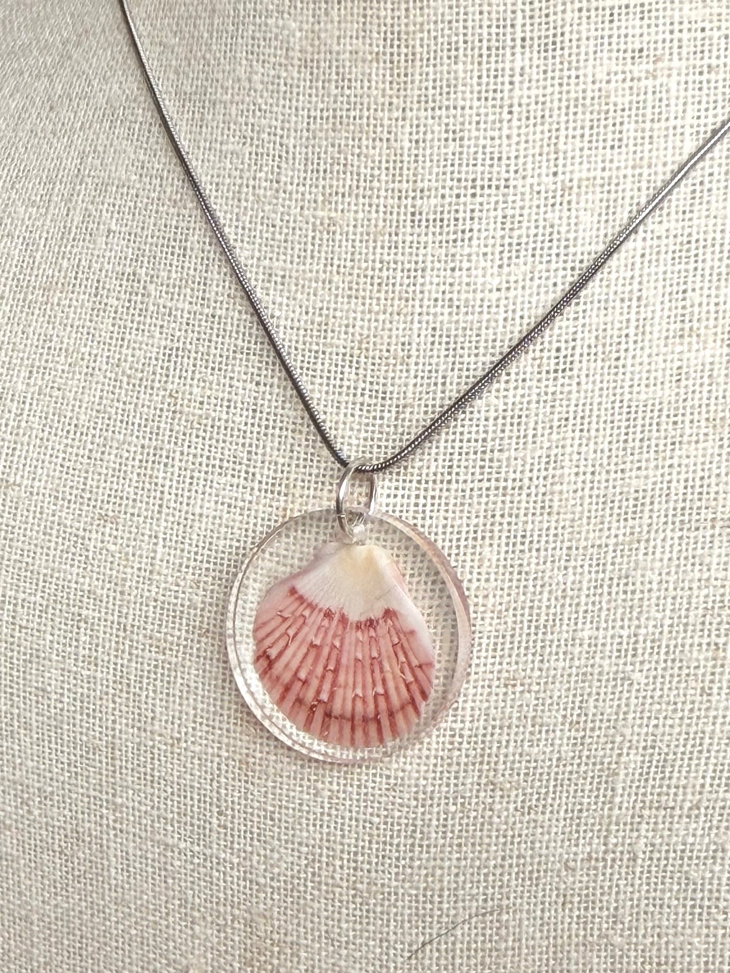Flat Scallop Resin Necklace